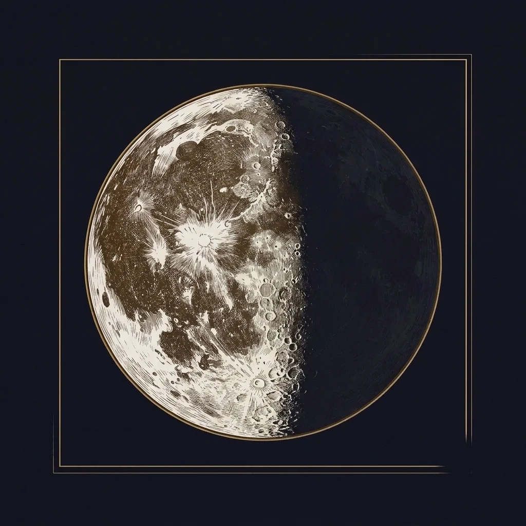 The last quarter shown as a gilded moon plate