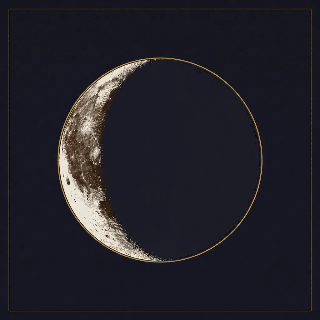 The waning crescent shown as a gilded moon plate