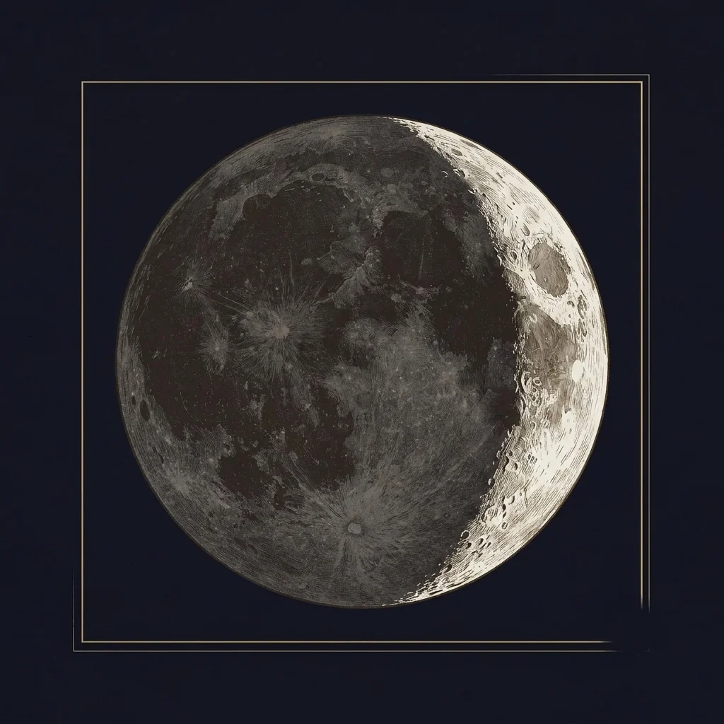 The waxing crescent shown as a gilded moon plate