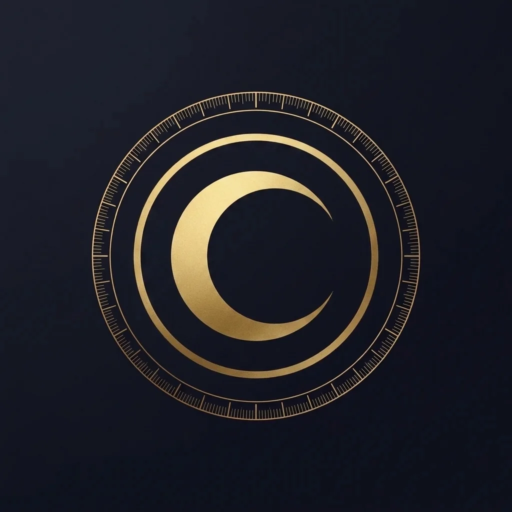 The Moon emblem in antique gold