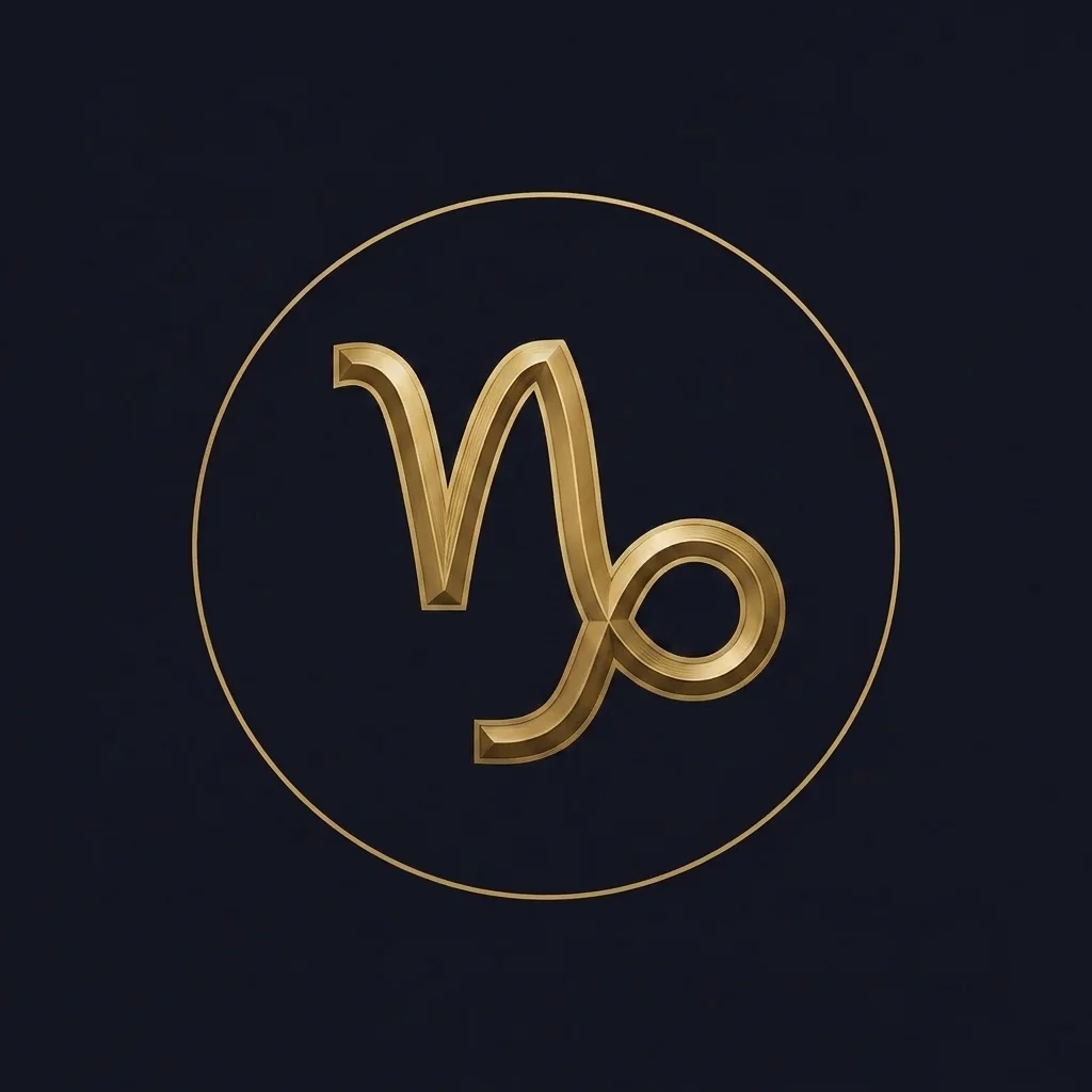 The Capricorn zodiac emblem in antique gold