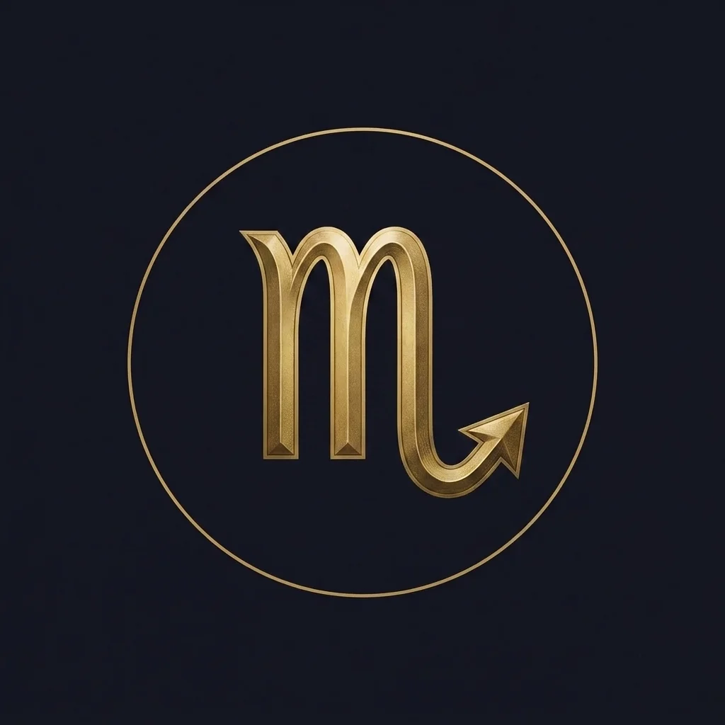 The Scorpio zodiac emblem in antique gold