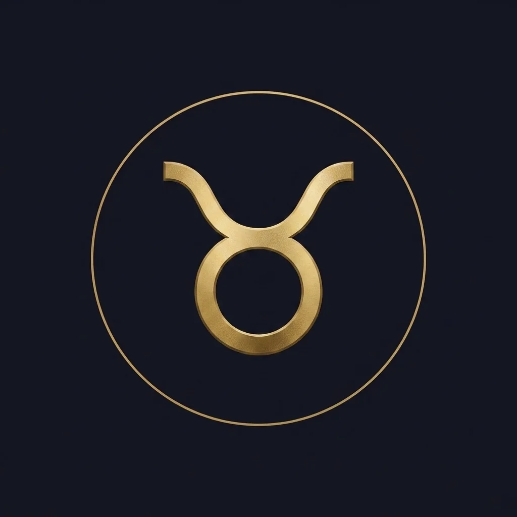 The Taurus zodiac emblem in antique gold