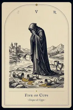 The Five of Cups tarot card