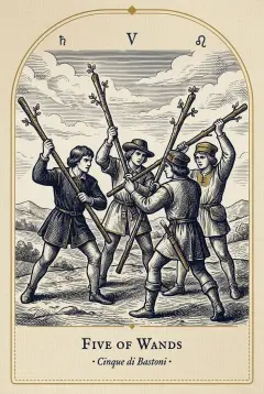 The Five of Wands tarot card