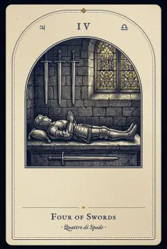 The Four of Swords tarot card