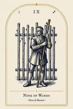 The Nine of Wands tarot card