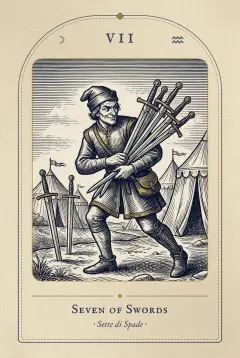 The Seven of Swords tarot card