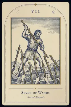 The Seven of Wands tarot card