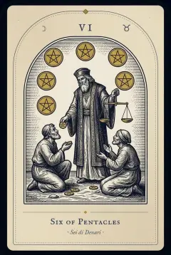 The Six of Pentacles tarot card