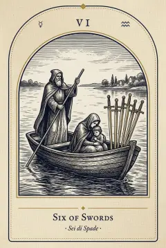 The Six of Swords tarot card