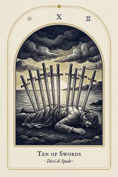 The Ten of Swords tarot card