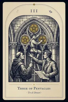 The Three of Pentacles tarot card