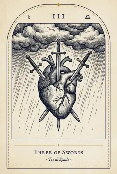 The Three of Swords tarot card
