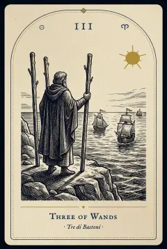 The Three of Wands tarot card